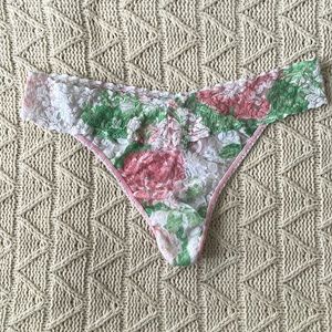Hanky Panky Original Rise White Green and Pink Floral Thong